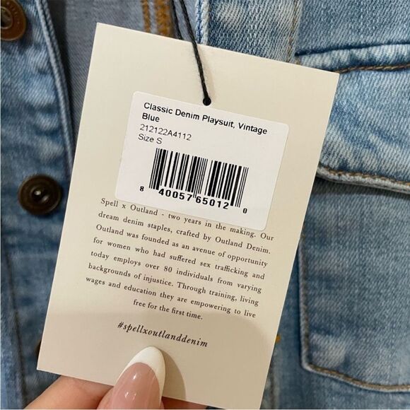 NWT Spell & The Gypsy x Outland Denim Jean Stretch Romper Playsuit S Long Sleeve - Picture 3 of 8